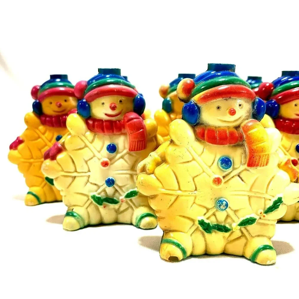 12 Vintage Snowman Christmas Light Covers Snowflake 3